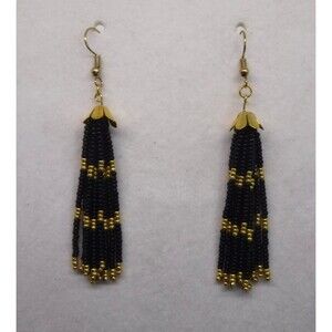 Earrings Beaded Gold & Black